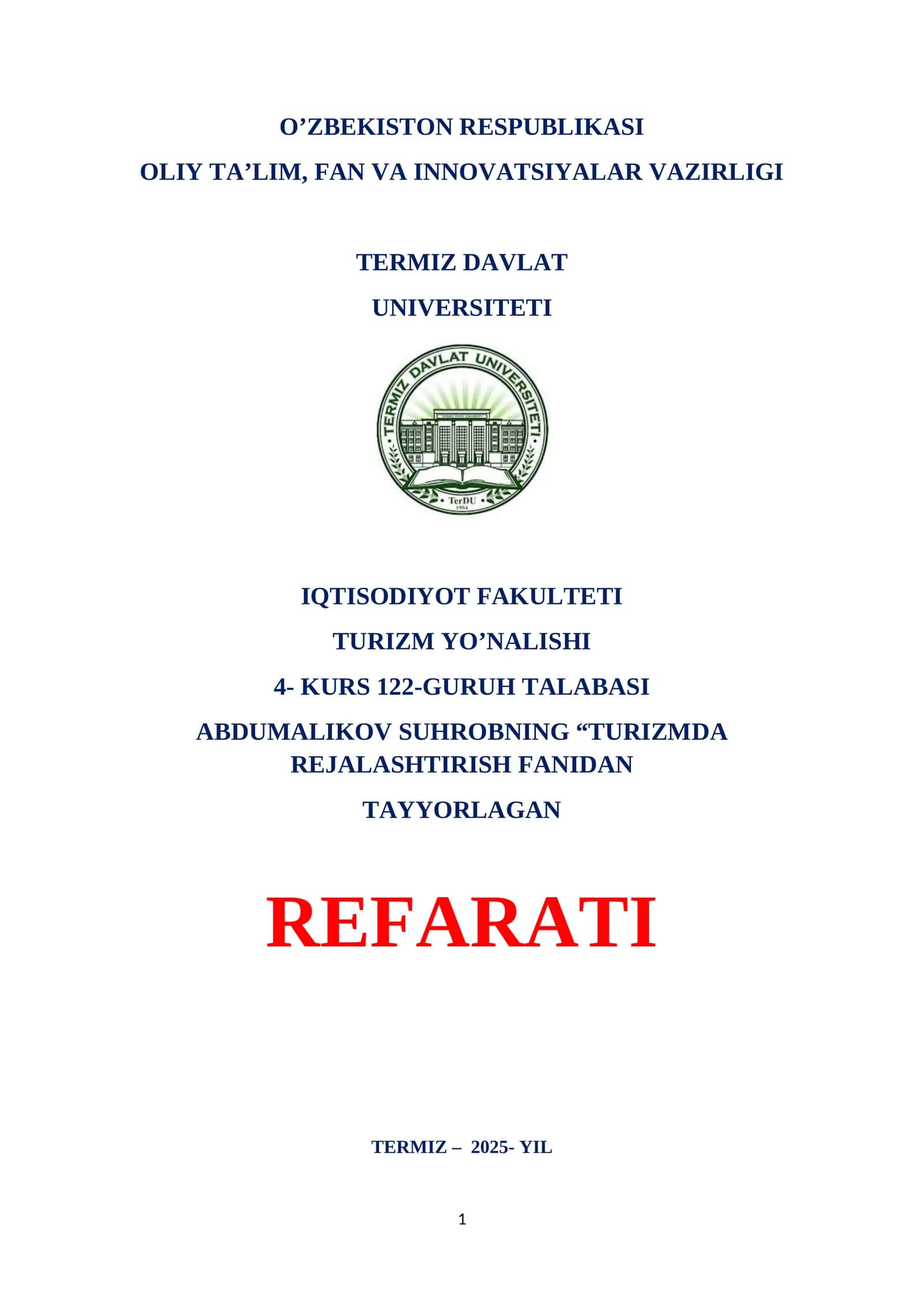 Kreativ turizm tushunchasi va rivojlanish tarixi 1