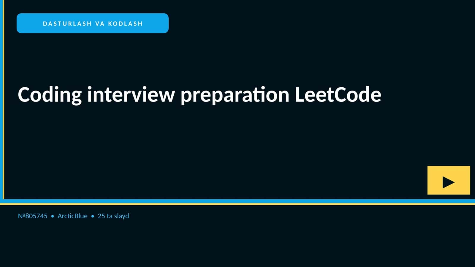 DASTURLASH VA KODLASH Coding interview preparation LeetCode 1