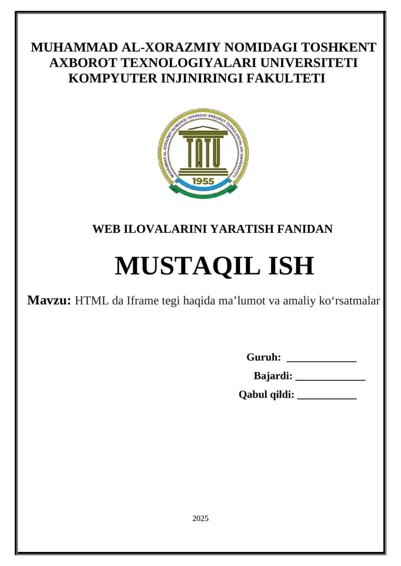 HTML da Iframe tegi haqida ma’lumot va amaliy ko‘rsatmalar 1