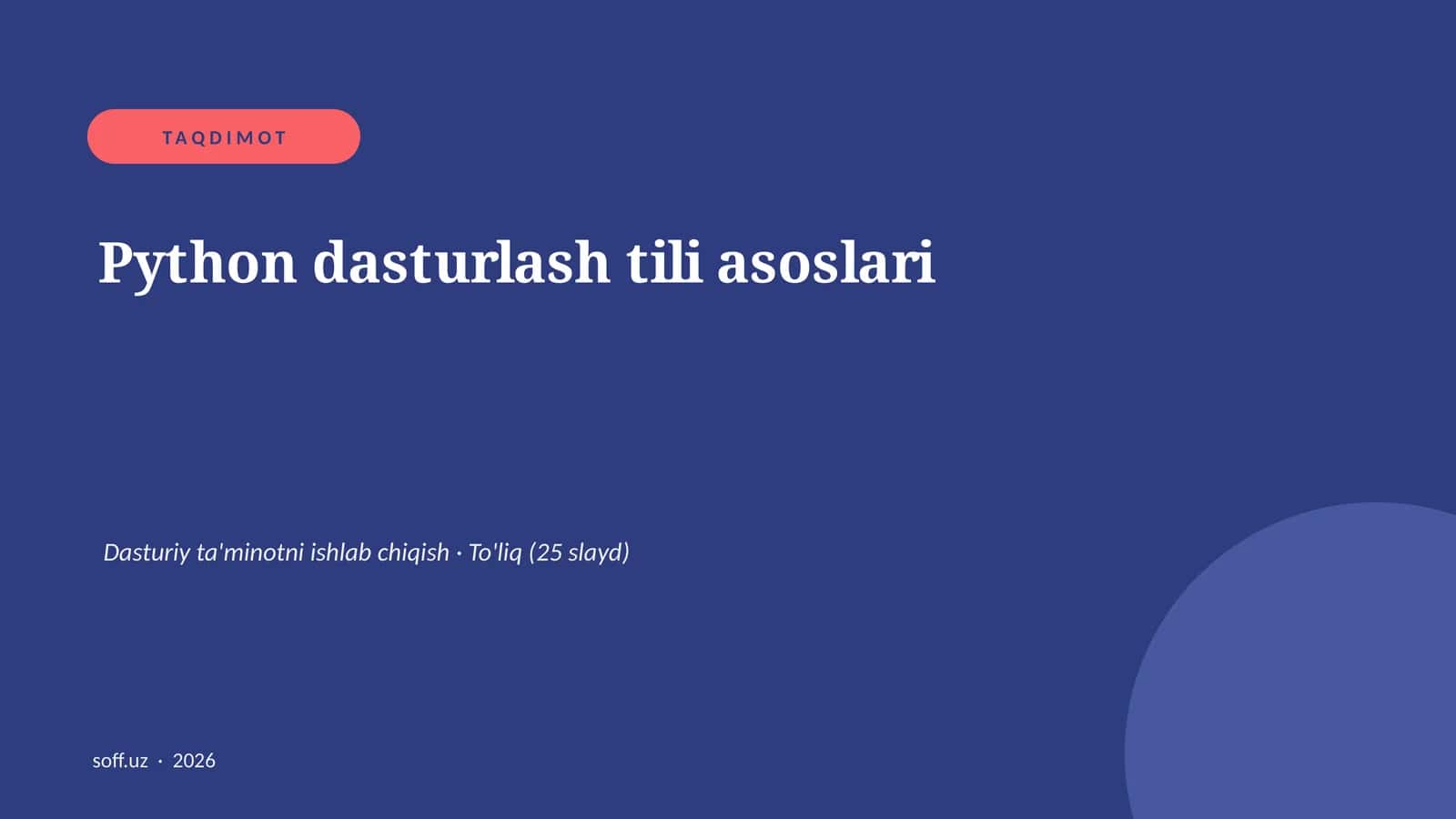 Python dasturlash tili asoslari 1