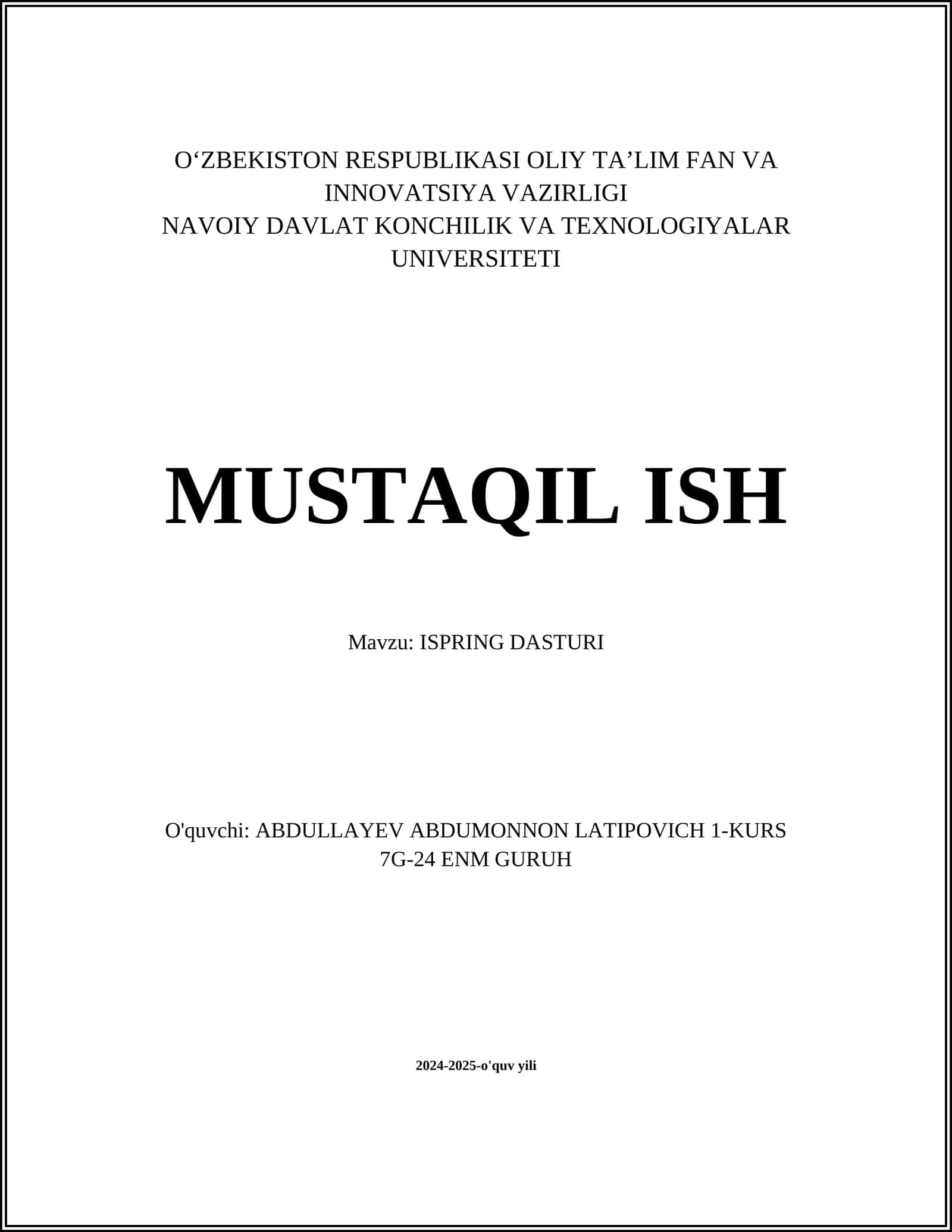 iSpring DASTURI 1