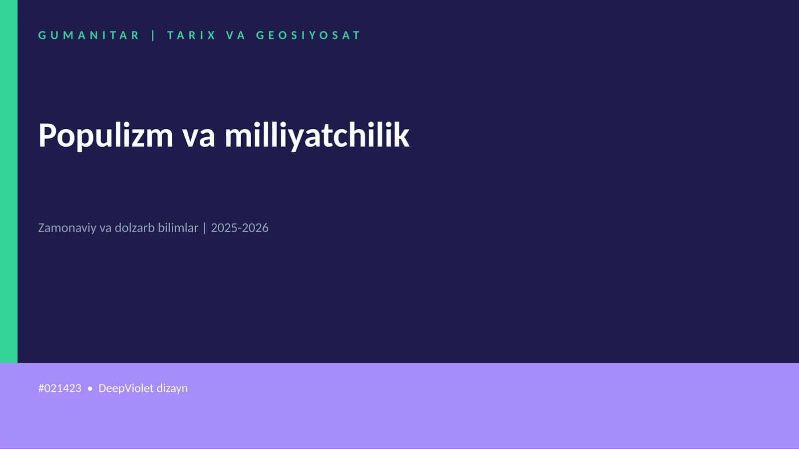 Populizm va milliyatchilik 1