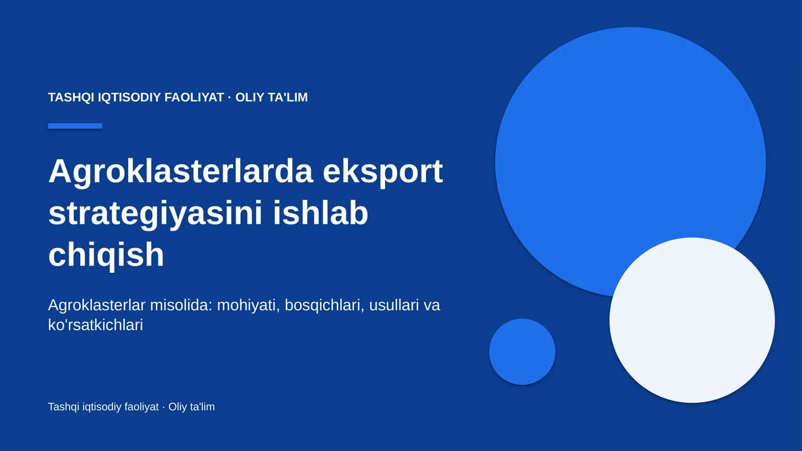 Agroklasterlarda eksport strategiyasini ishlab chiqish 1