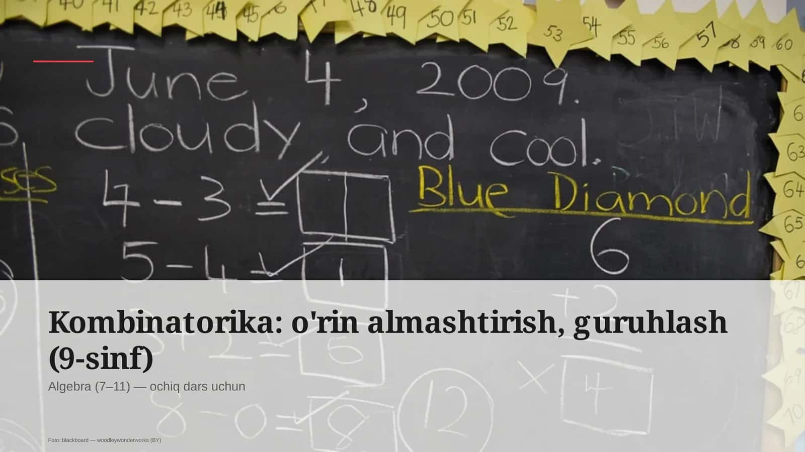 Kombinatorika: o'rin almashtirish, guruhlash (9-sinf) 1