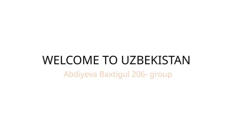 WELCOME TO UZBEKISTAN 1