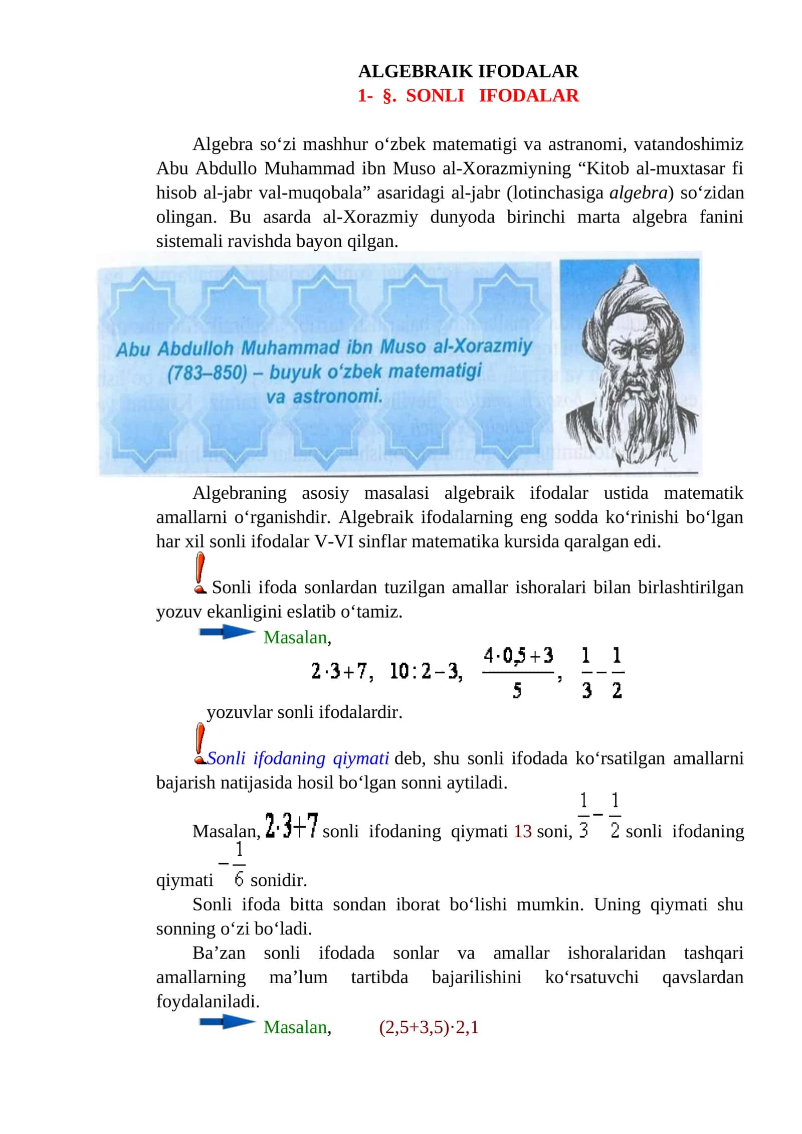 ALGEBRAIK IFODALAR 1