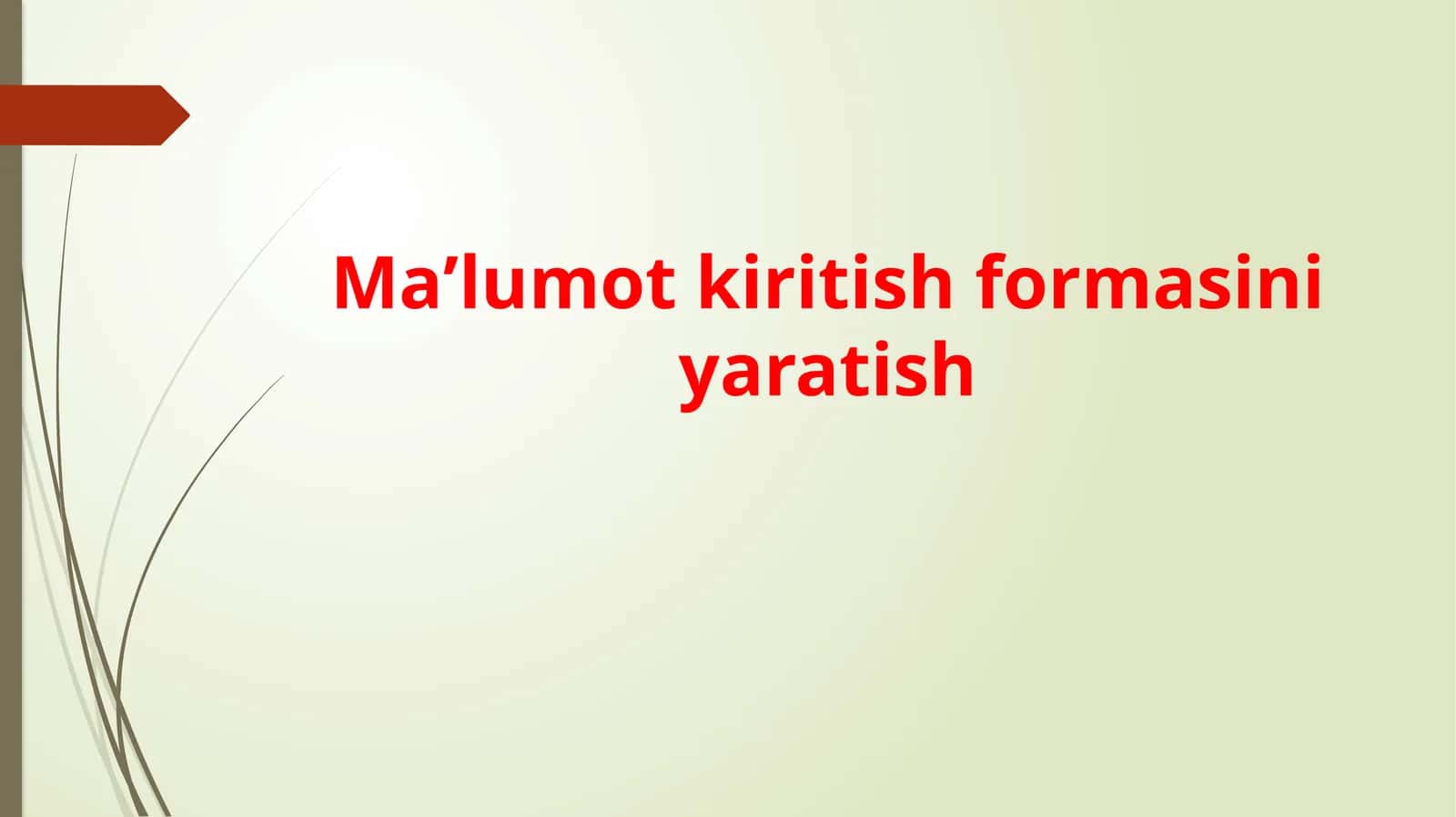 Maʼlumotkiritish formasini yaratish 1