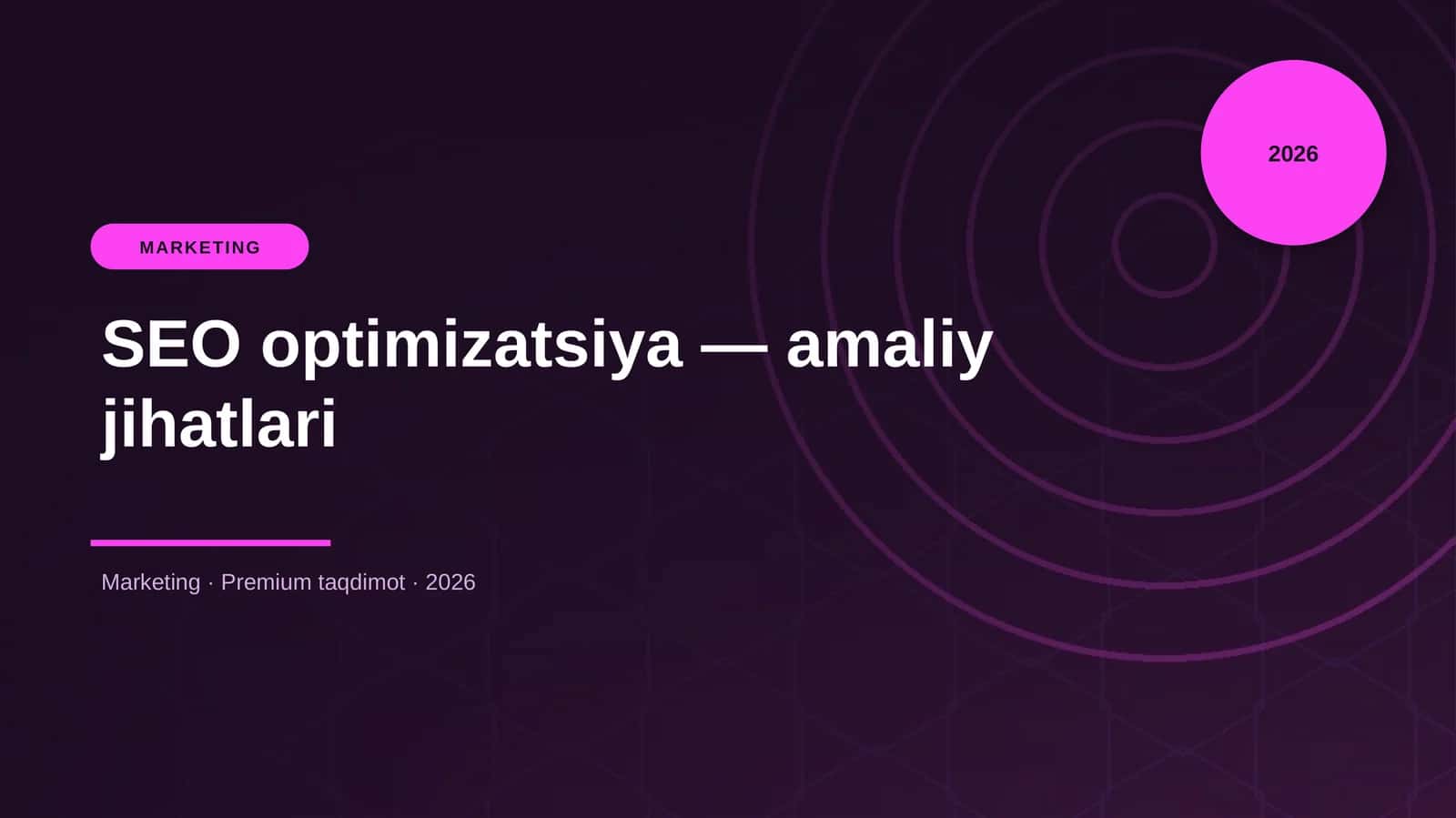 SEO optimizatsiya — amaliy jihatlari 1
