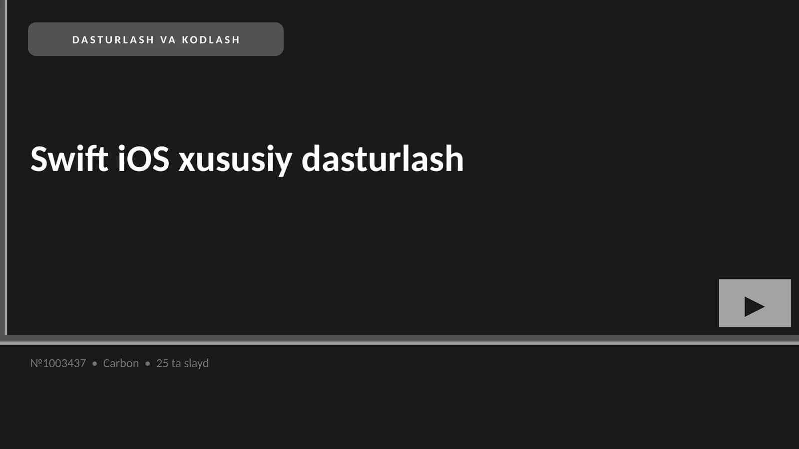 Swift iOS xususiy dasturlash 1