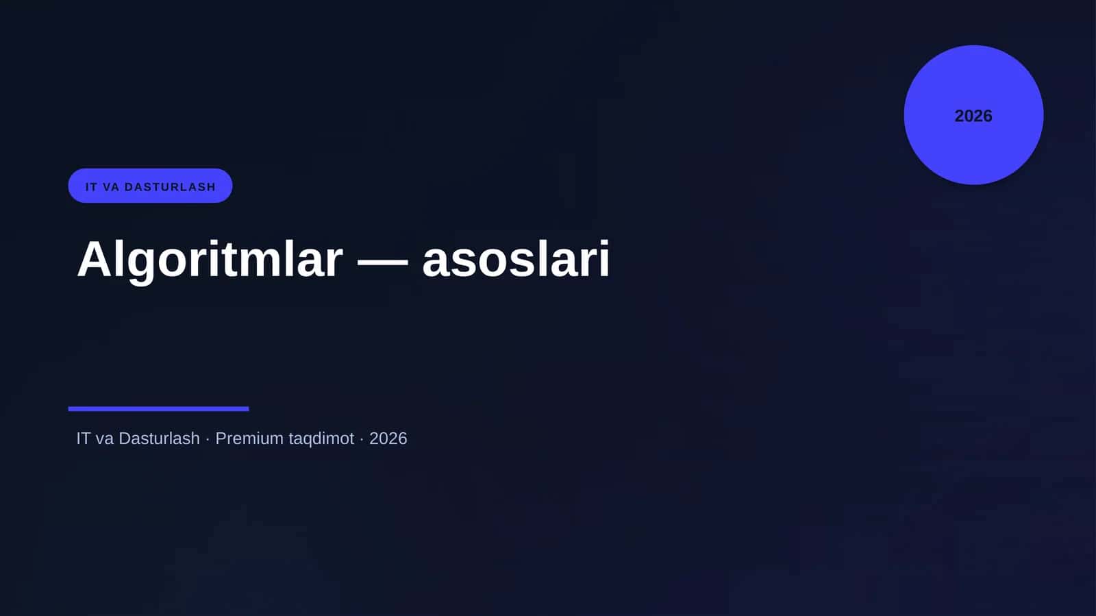 Algoritmlar — asoslari 1