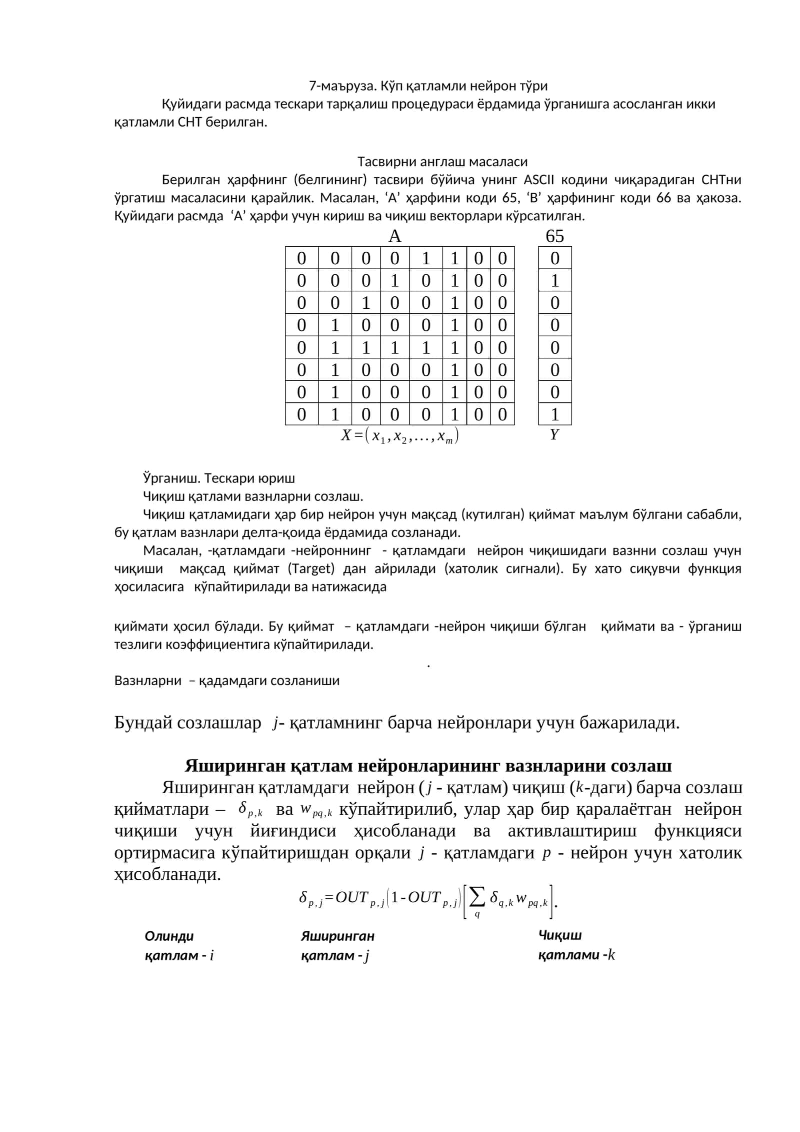 Кўп қатламли нейрон тўри 1