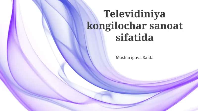 Televidiniya kongilochar sanoat sifatida 1