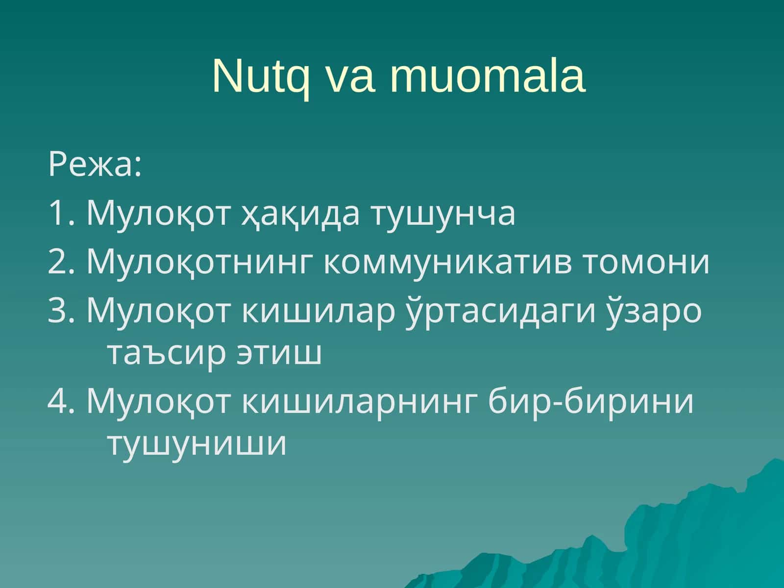 Nutq va muomala 1