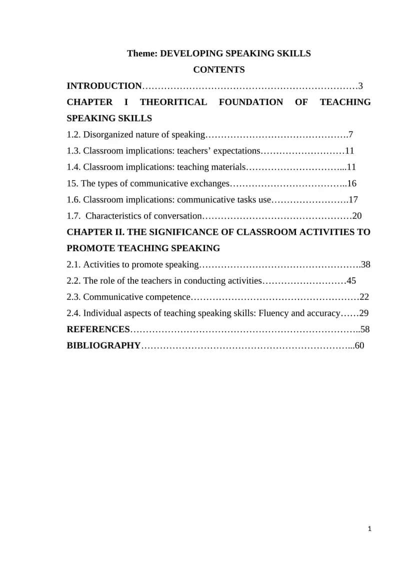 DEVELOPING SPEAKING SKILLS 1