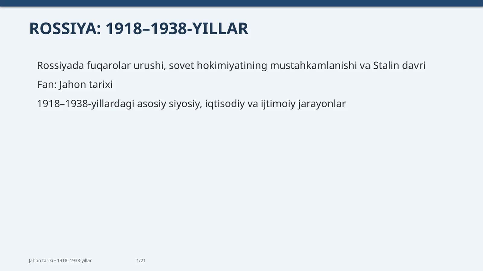 1918–1938-YILLARDA ROSSIYA 1