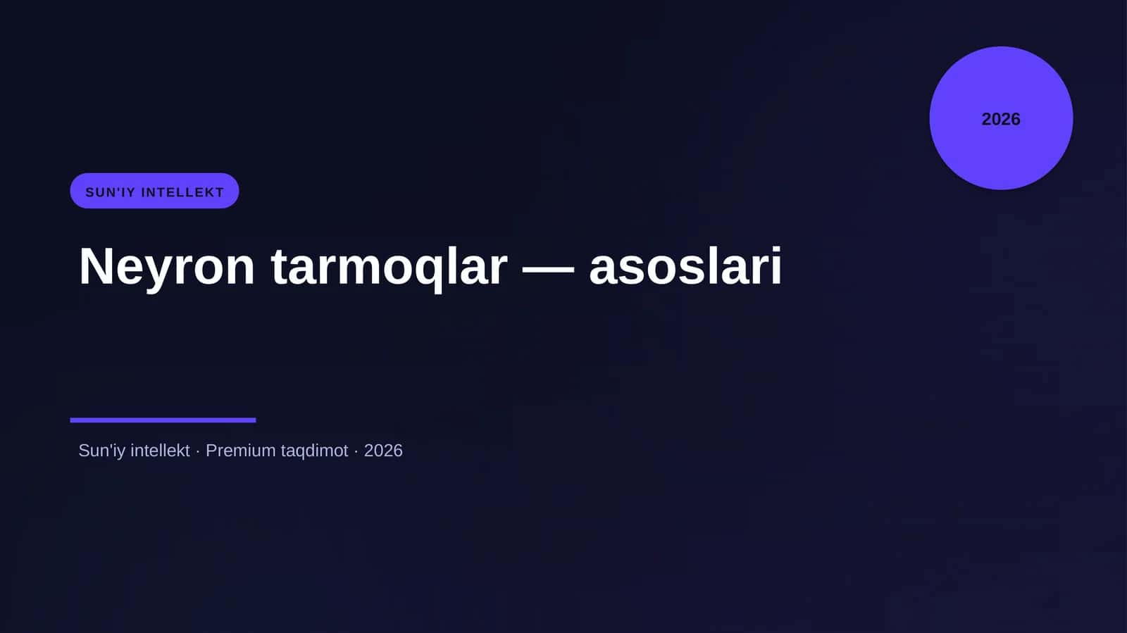 Neyron tarmoqlar - asoslari 1
