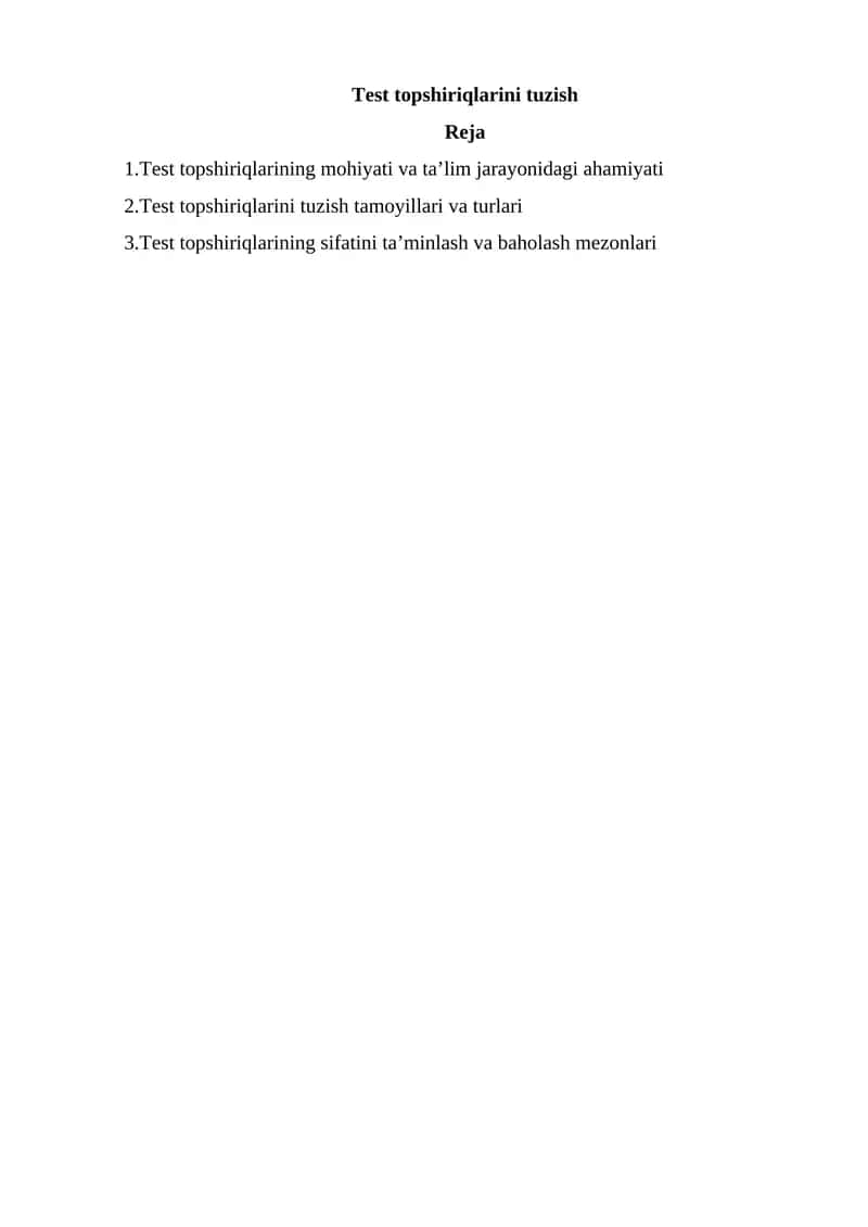 Test topshiriqlari 1