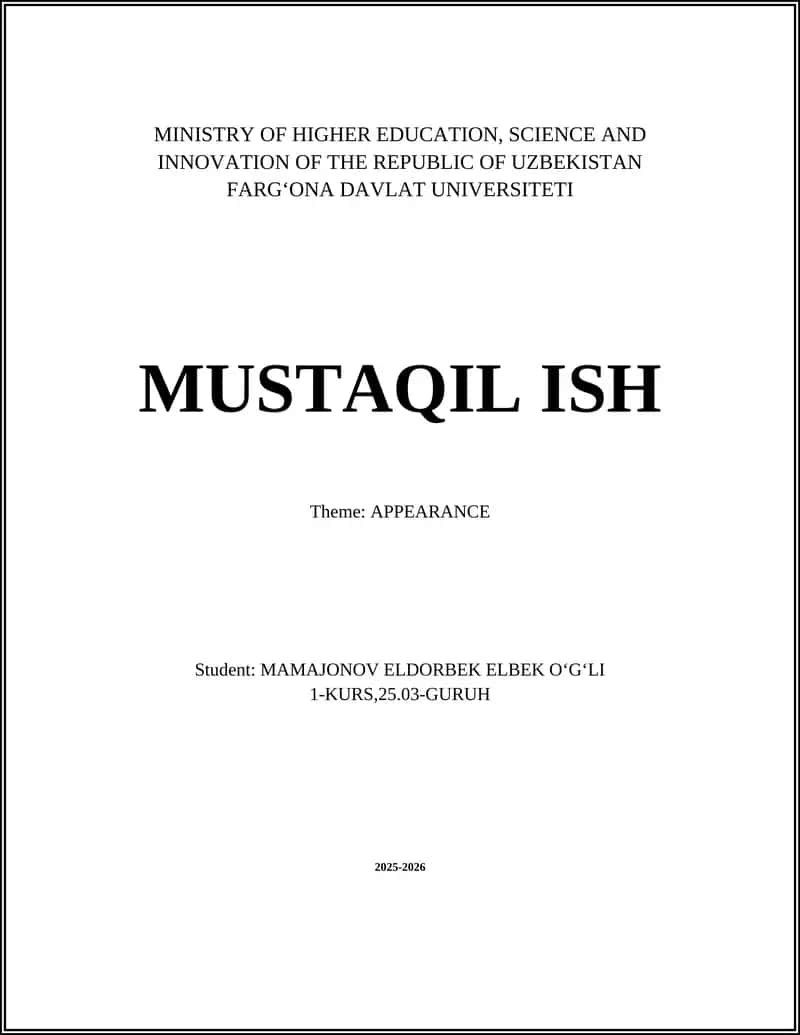 APPEARANCE 1