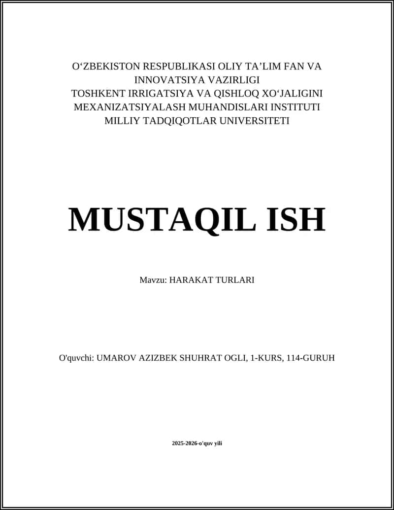 HARAKAT TURLARI 1