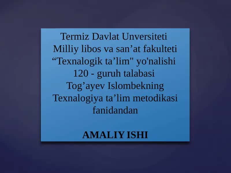 Nazariy dars rejasi 1