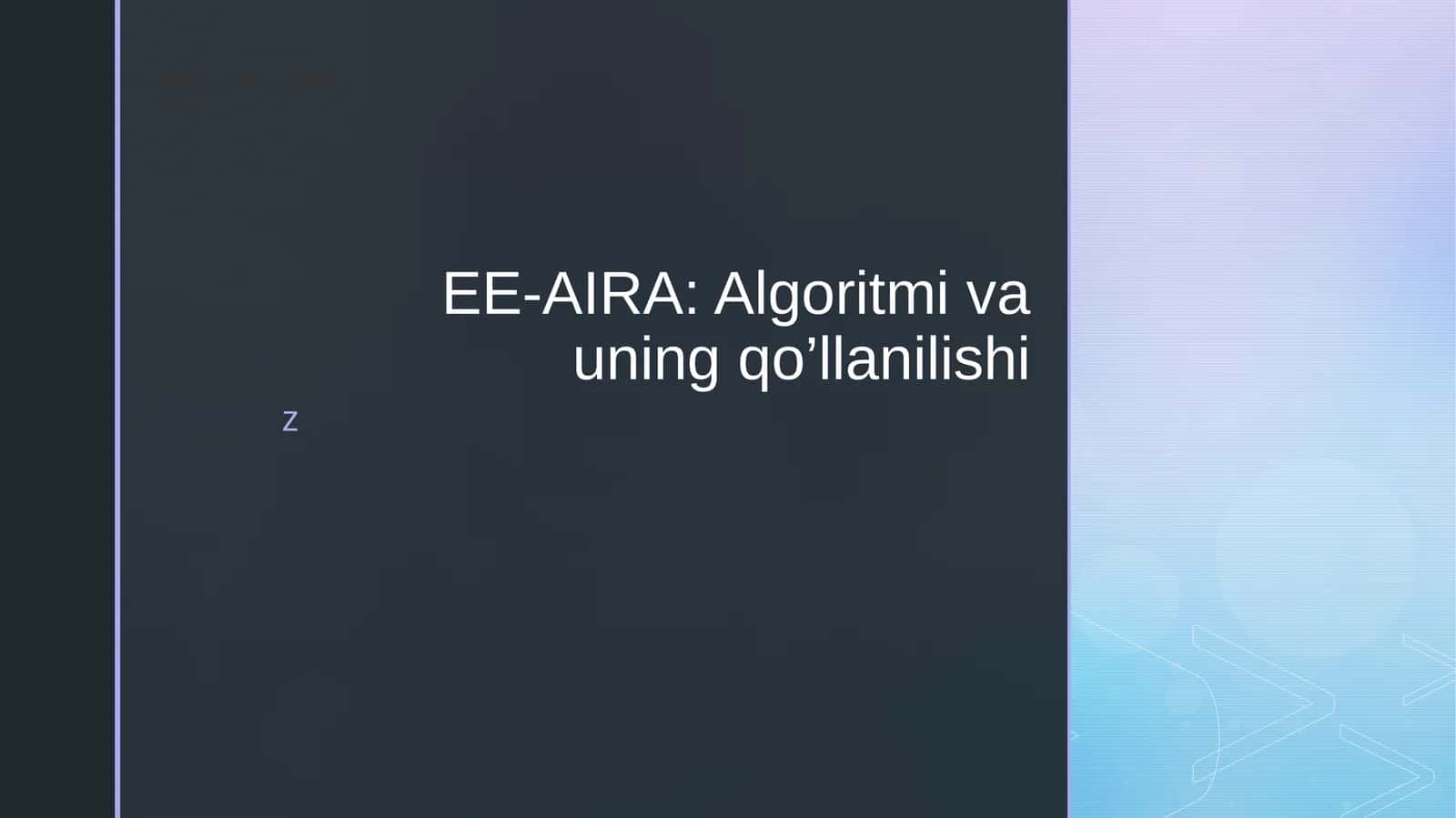 EE-AIRA Algoritmi va uning qo’llanilishi 1