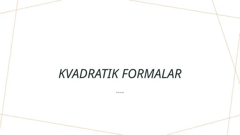 Kvadratik Formalar 1