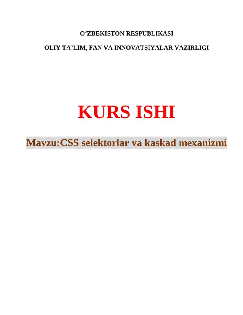 CSS selektorlar va kaskad mexanizmi 1