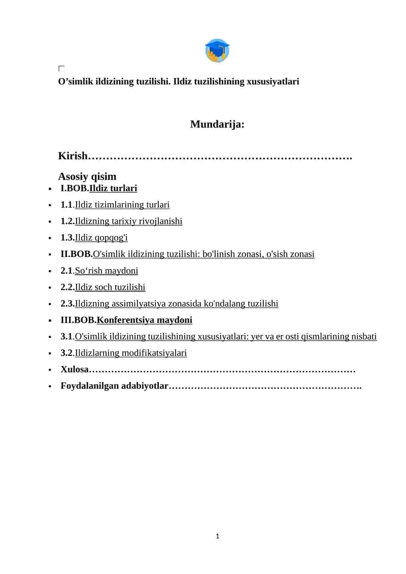O'simlik ildizining tuzilishi 1