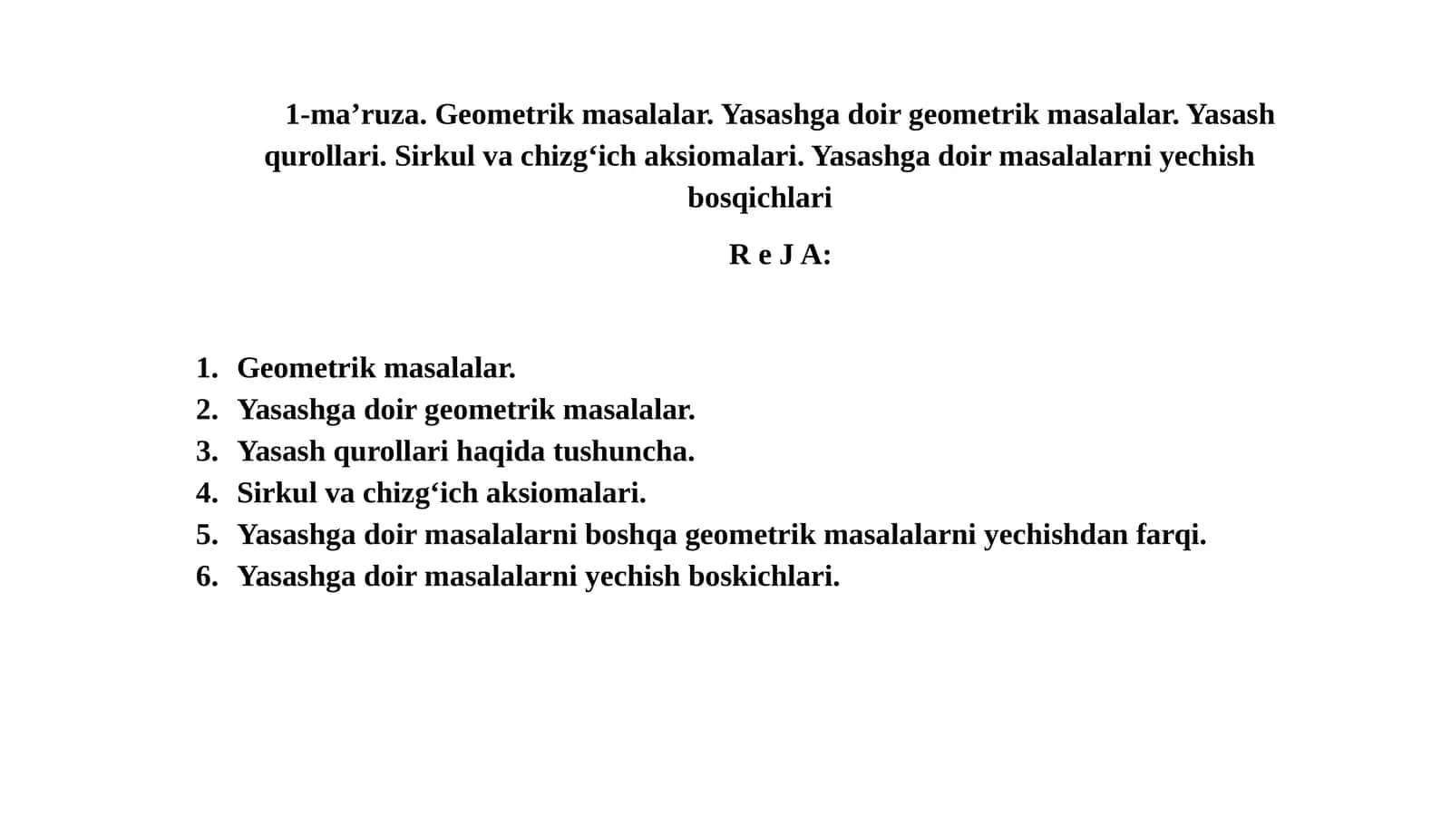 Geometrik masalalar 1