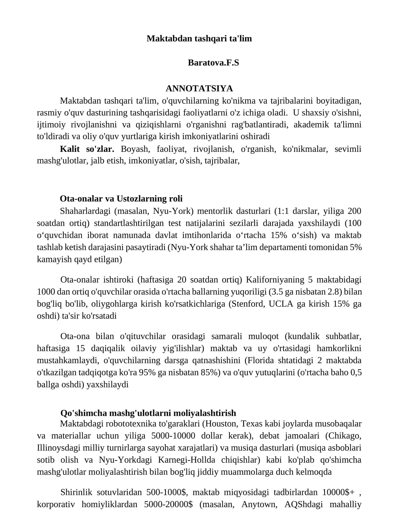 Maktabdan tashqari ta'lim 1