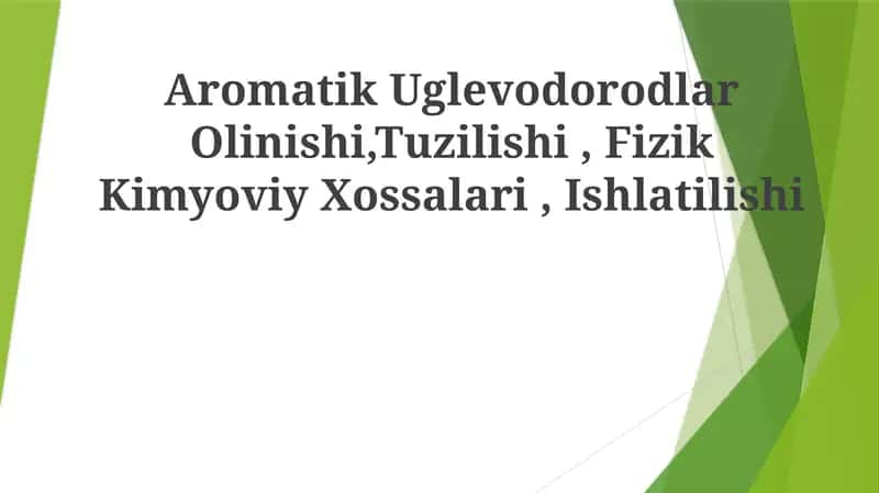 Aromatik Uglevodorodlar 1