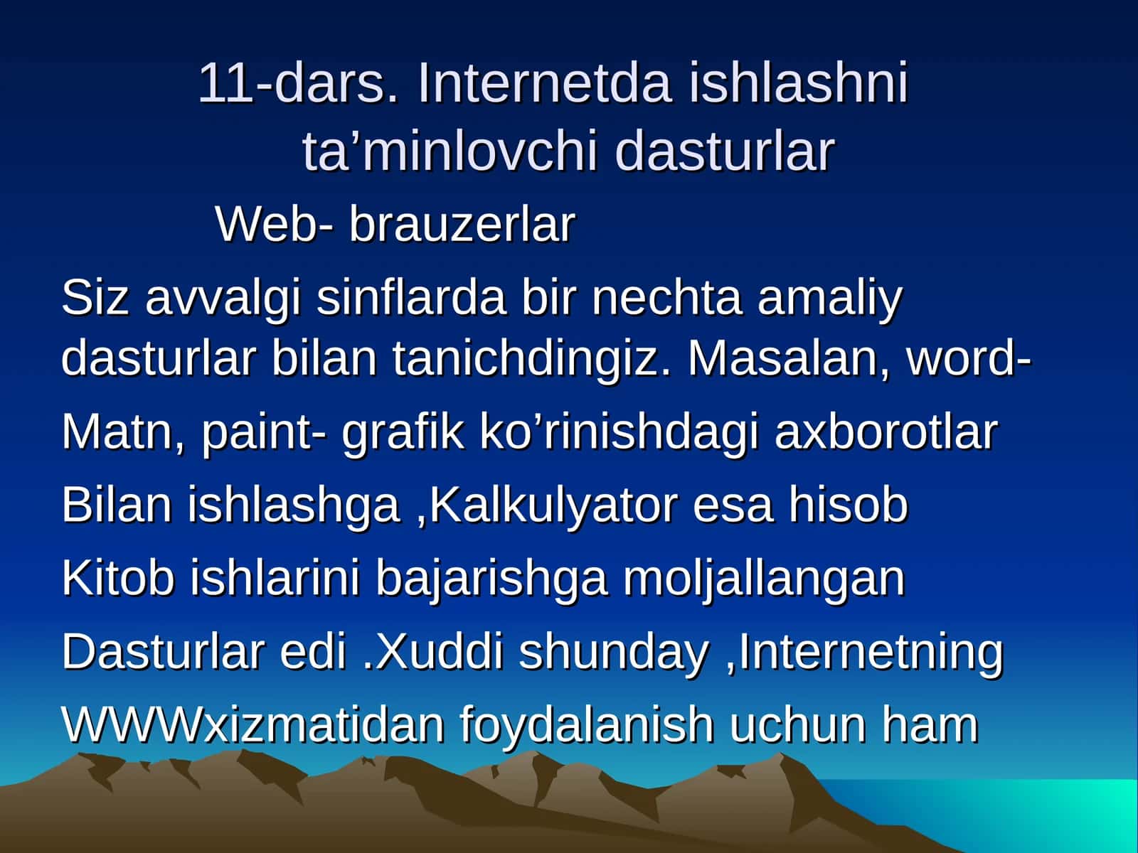 Internetda ishlashnita’minlovchi dasturlar 1