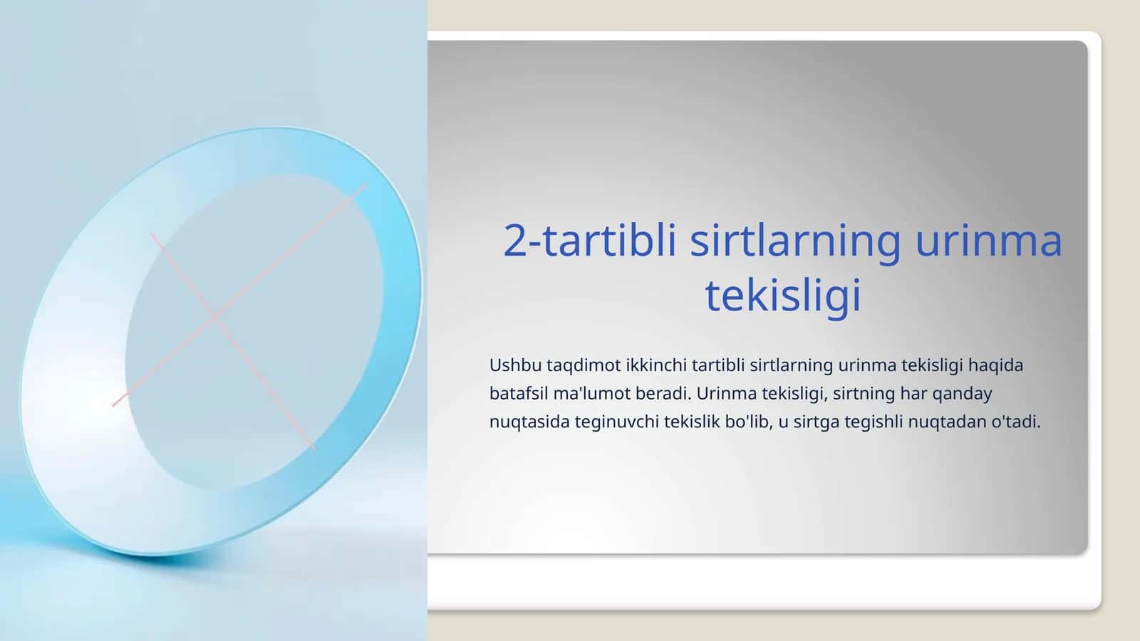 2-tartibli sirtlarning urinma tekisligi 1