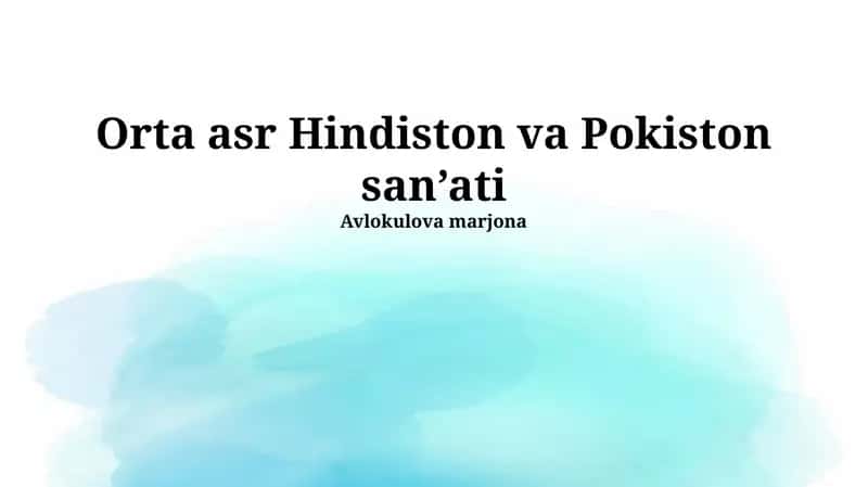 Orta asr Hindiston va Pokiston san’ati 1