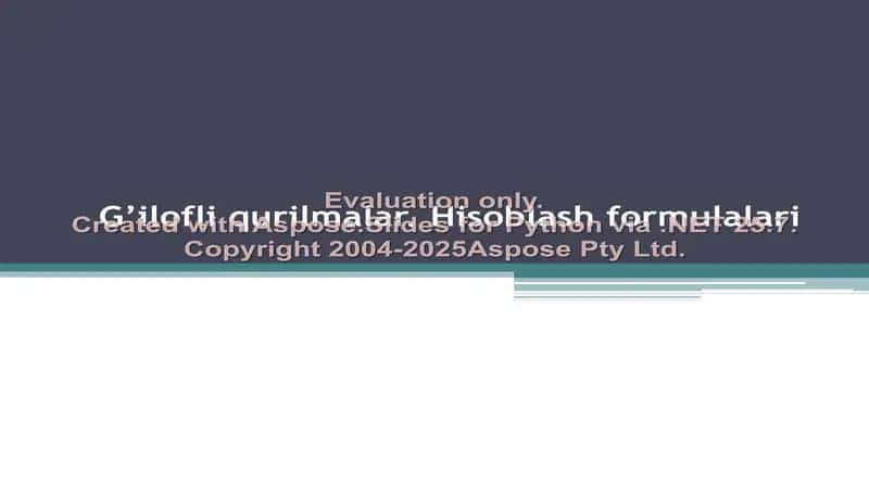 G’ilofli qurilmalar. Hisoblash formulalari 1