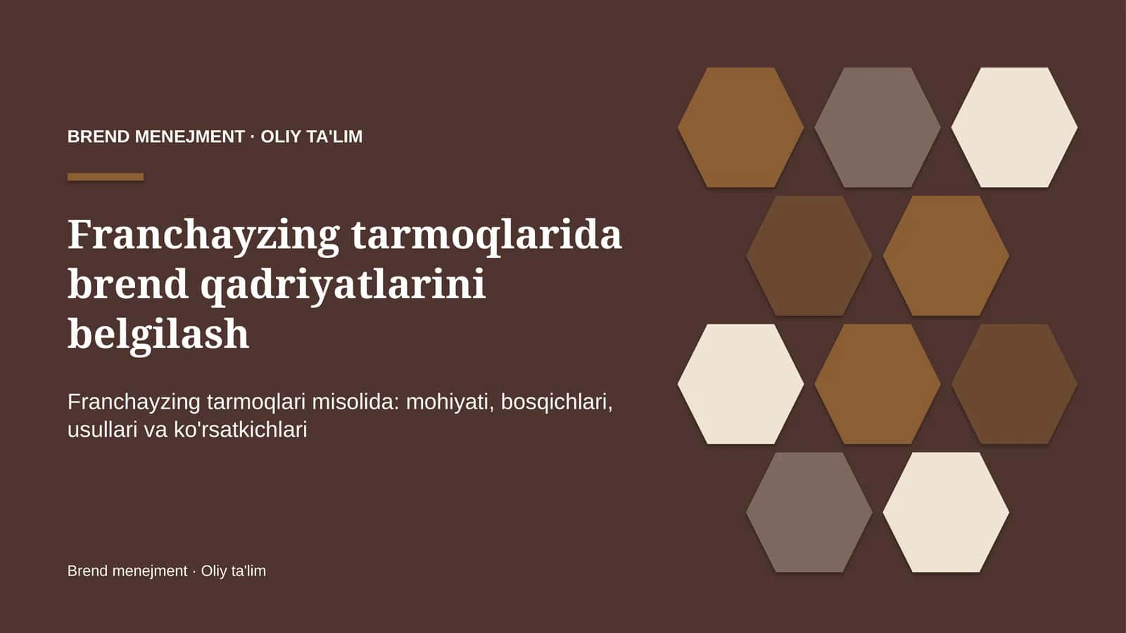 Franchayzing tarmoqlarida brend qadriyatlarini belgilash 1