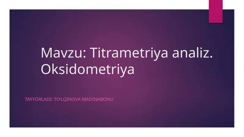 Titrametriya Analizi 1