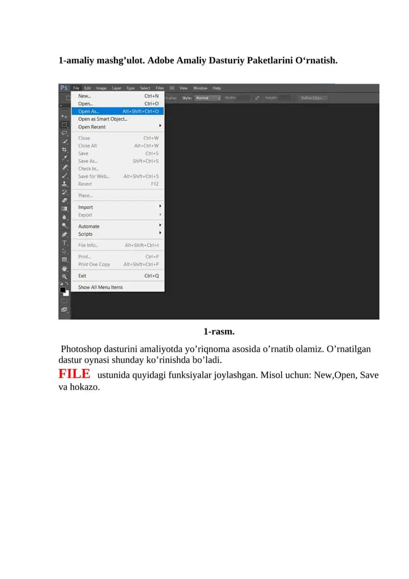 Adobe PhotoShop dasturini o'rnatish 1