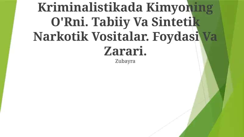 Kriminalistikada Kimyoning O'Rni 1