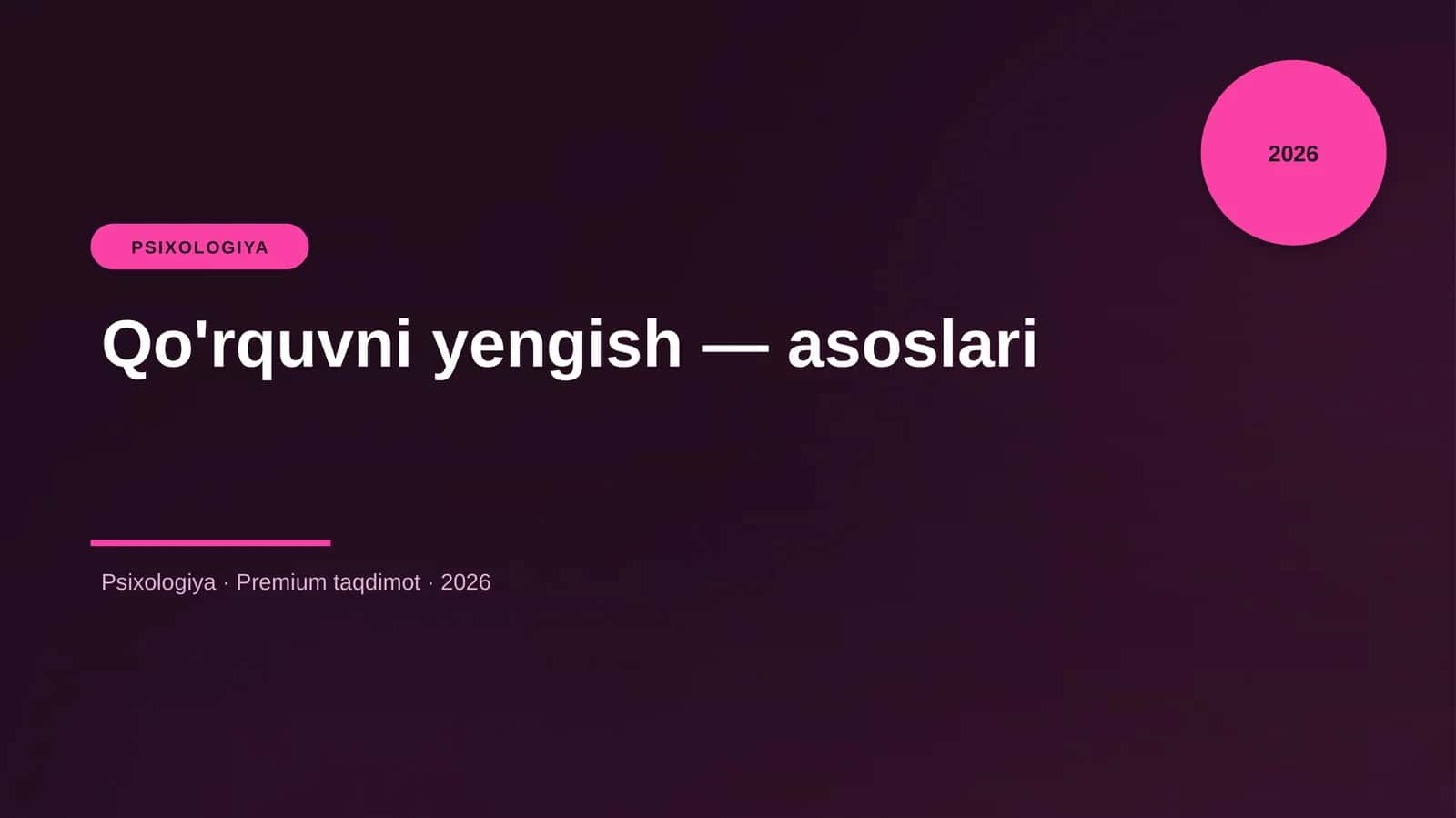 Qo'rquvni yengish — asoslari 1