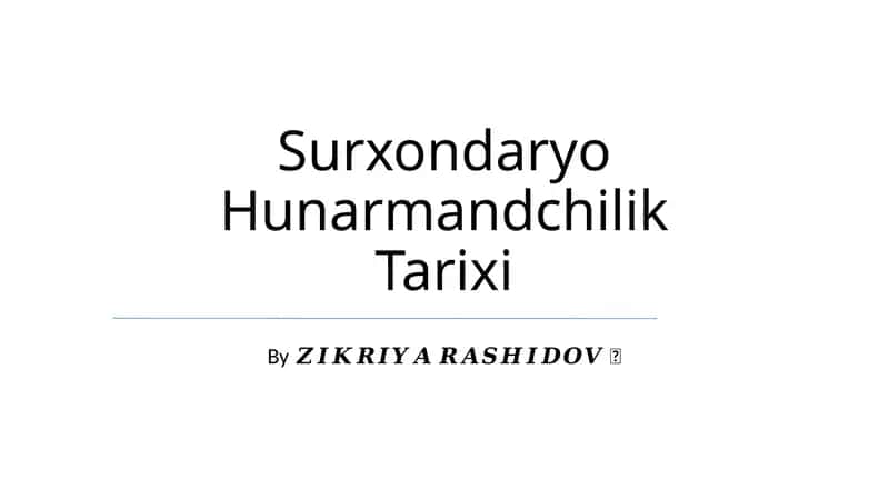 Surxondaryo Hunarmandchilik Tarixi 1