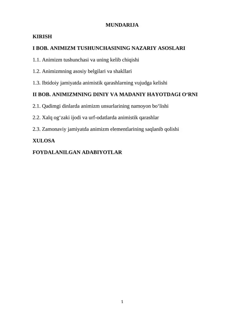 Animizmning Diniy va Madaniy Hayotdagi O‘rni 1