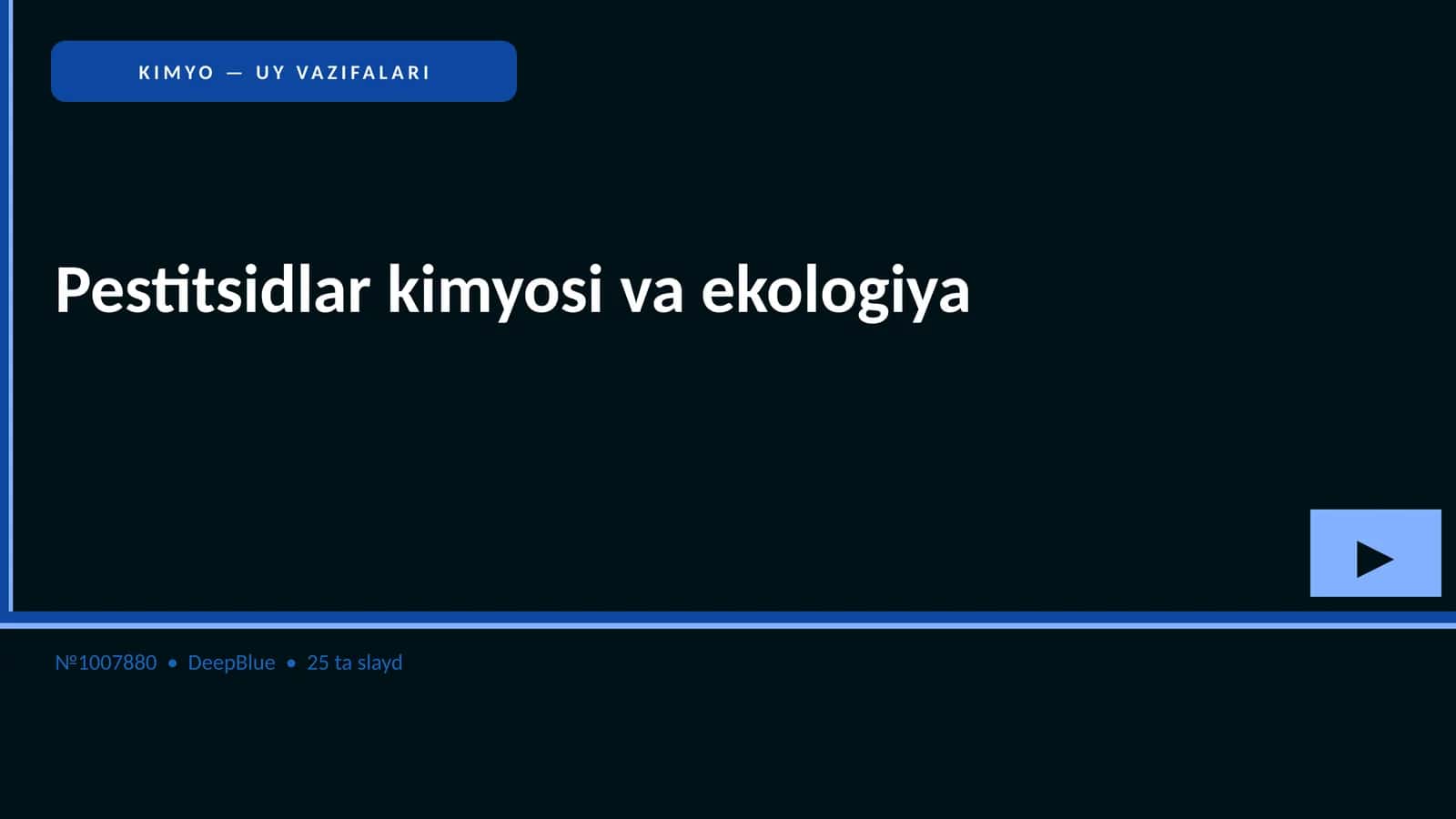 Pestitsidlar kimyosi va ekologiya 1