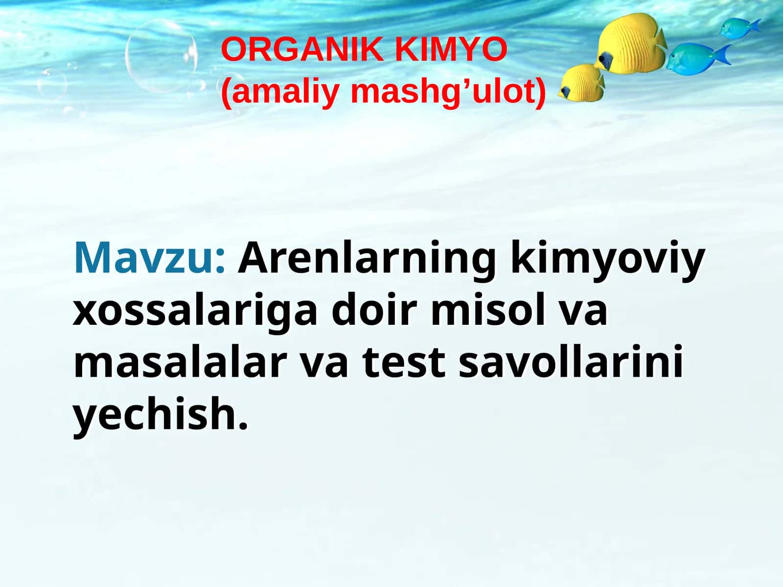 Organik Kimyo Test Savollari 1