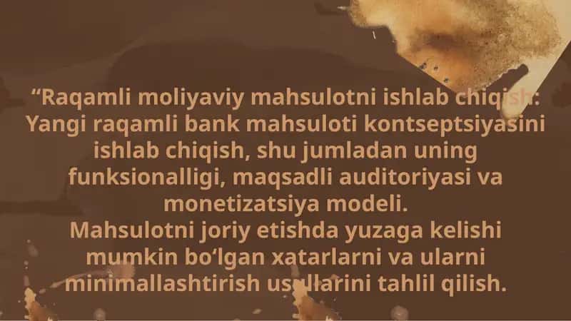 Raqamli moliyaviy mahsulotni ishlab chiqish 1