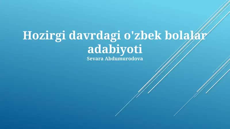 O'zbek Bolalar Adabiyoti 1