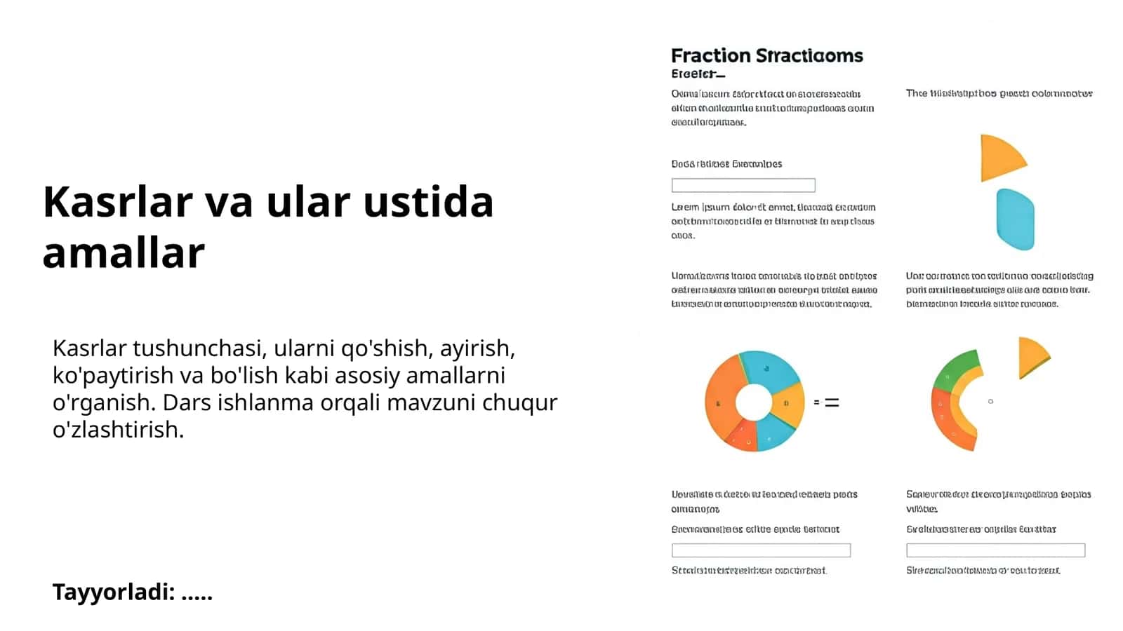 Kasrlar va ular ustida amallar 1