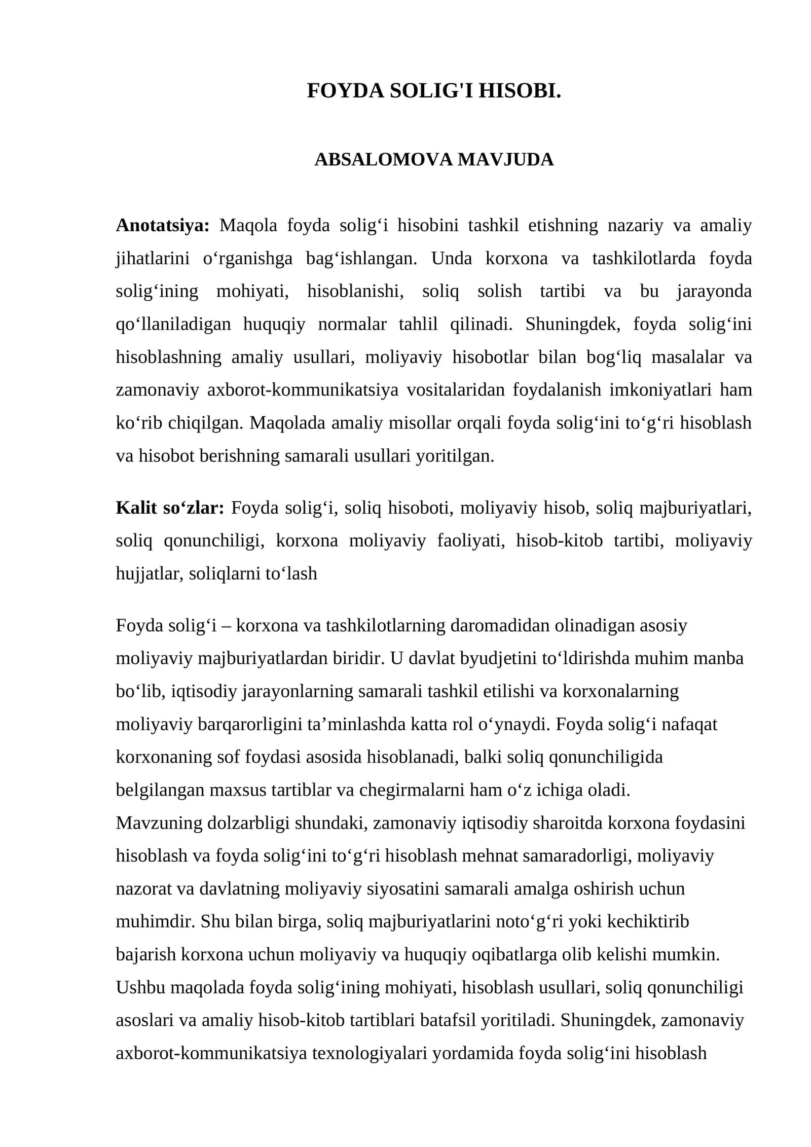 FOYDA SOLIG'I HISOBI 1