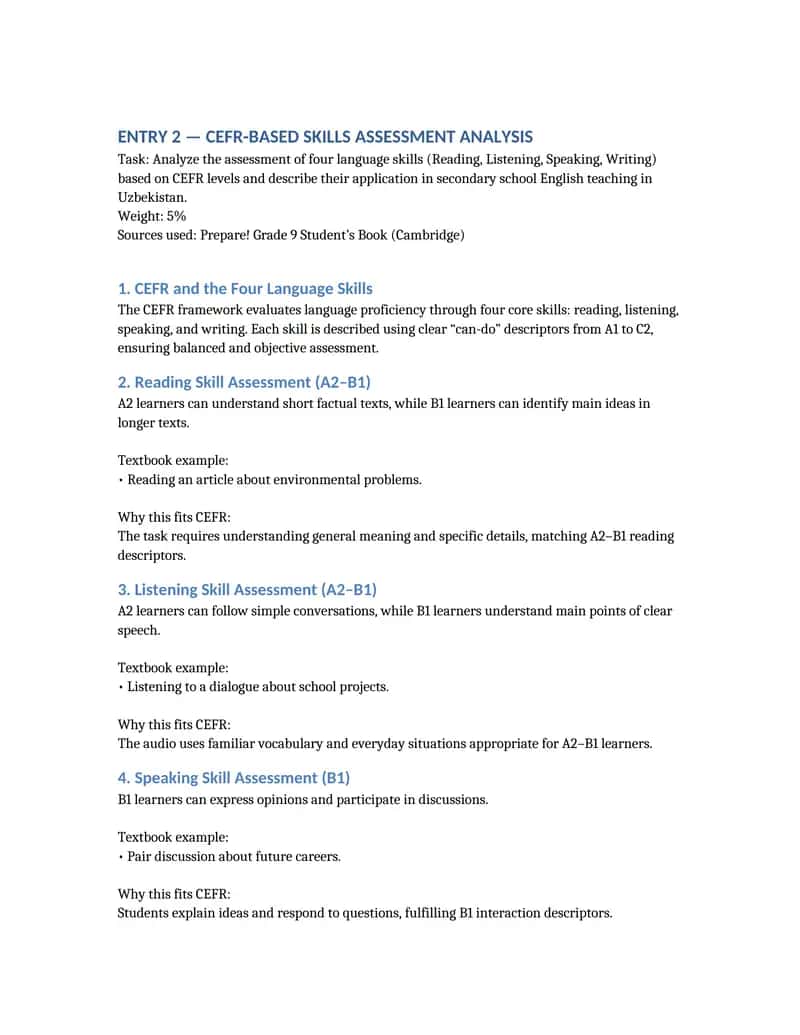 CEFR-Based Skills Assessment Analysis 1