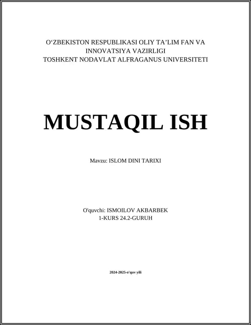 ISLOM DINI TARIXI 1